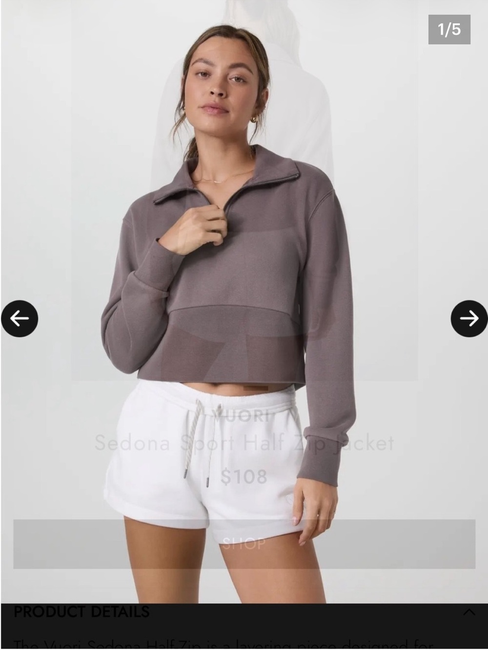 2 Vuori Cropped Half-Zip Sedona